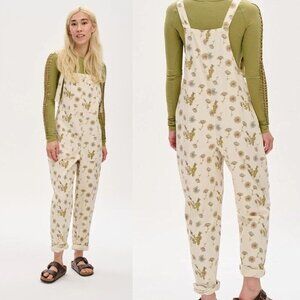 Lucy & Yak White Floral Organic Cotton Overalls Size 4L 26977